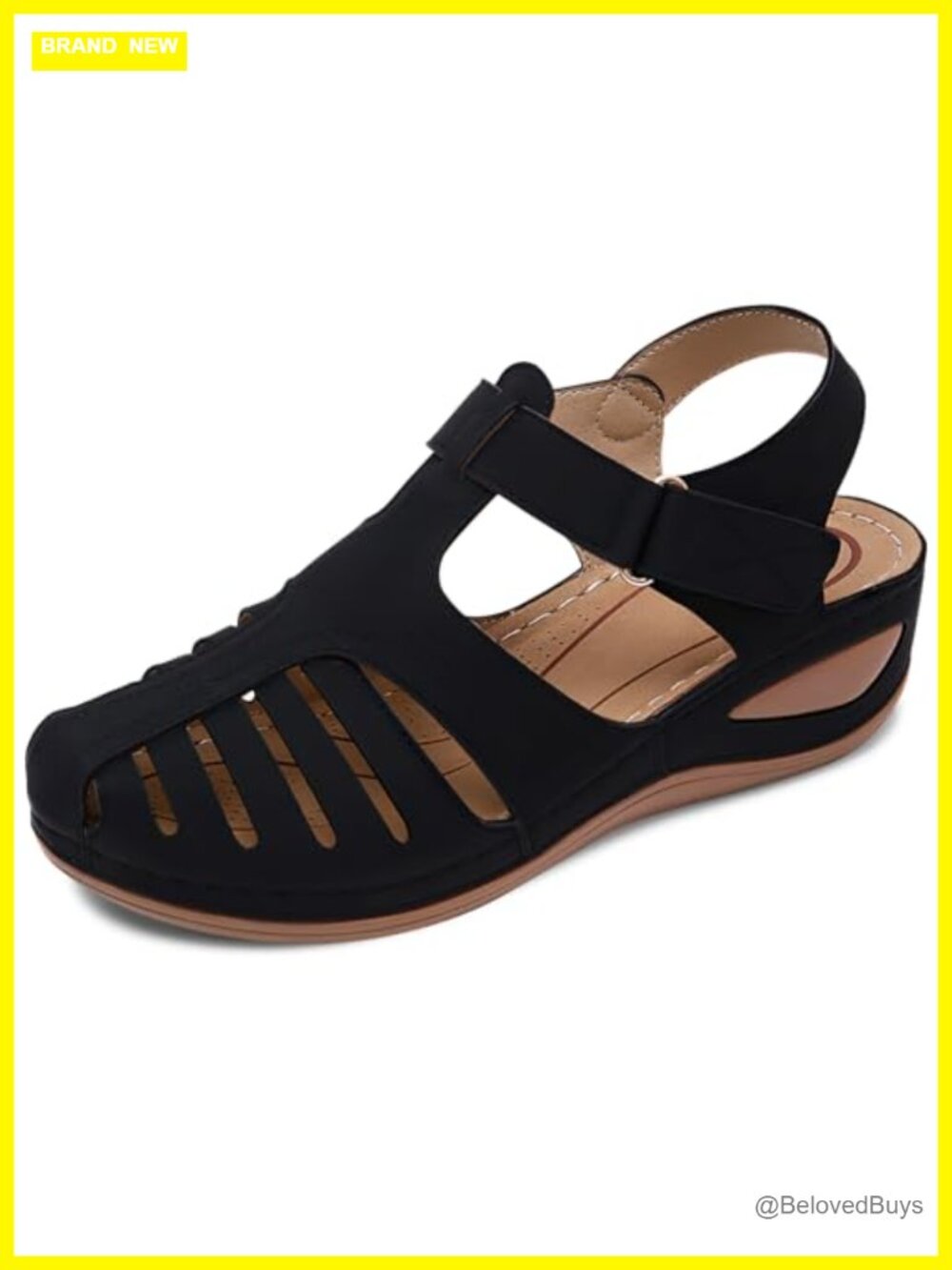 Wedge Sandals Closed Toe Platform PU Leather Orthopedic Arch Support Fisherman